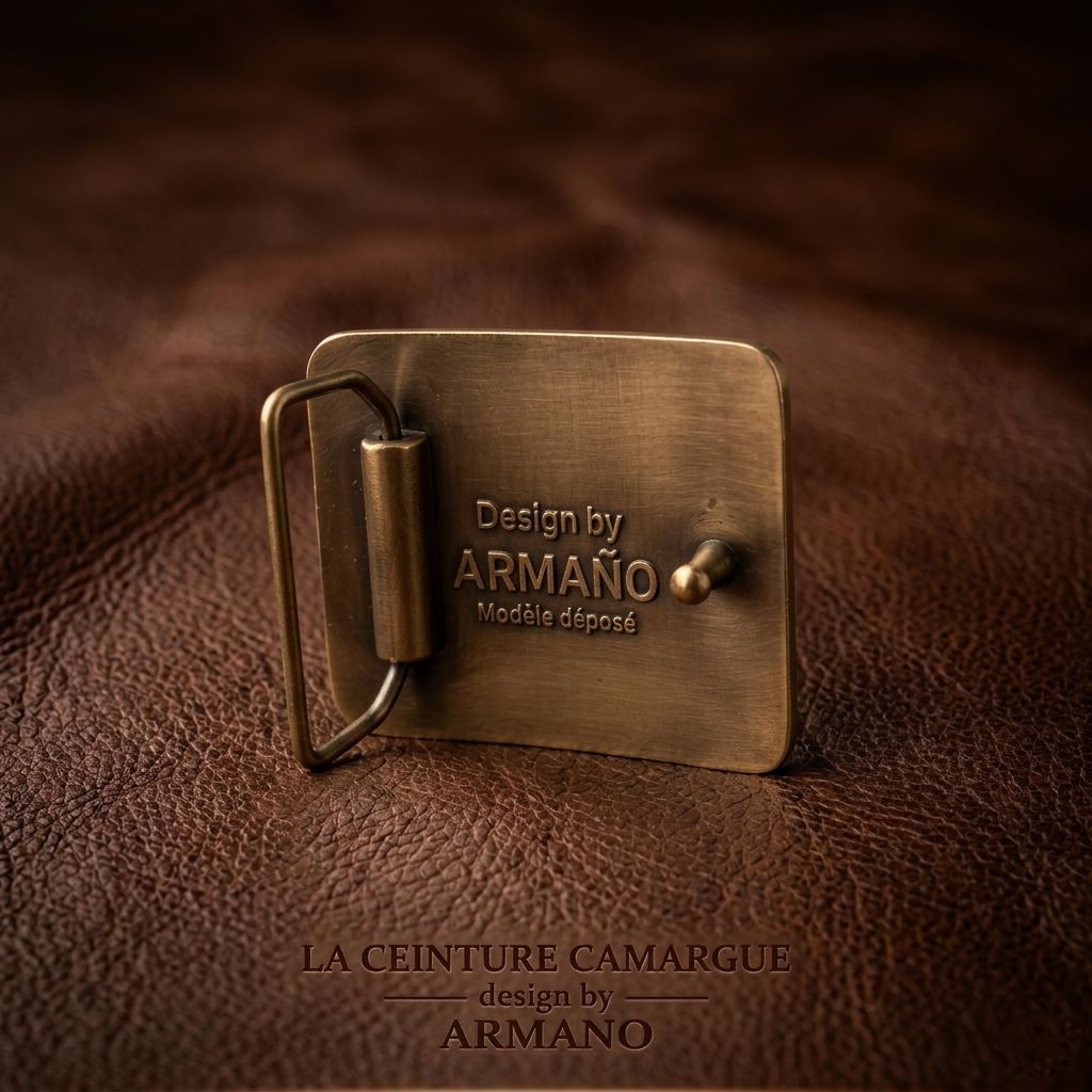 Ceinture Cuir Cognac Homme & Femme - Boucle Empreinte Bronze | La Ceinture Camargue