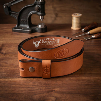Ceinture cuir fauve 40 mm – Sans boucle