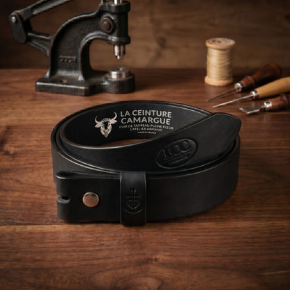Ceinture cuir noir 40 mm – Sans boucle