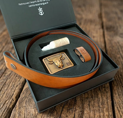 Ceinture cuir fauve 40 mm – Coffret personnalisable | ARMAÑO