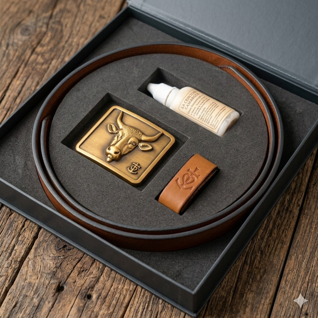 Ceinture cuir fauve 40 mm – Coffret personnalisable | ARMAÑO