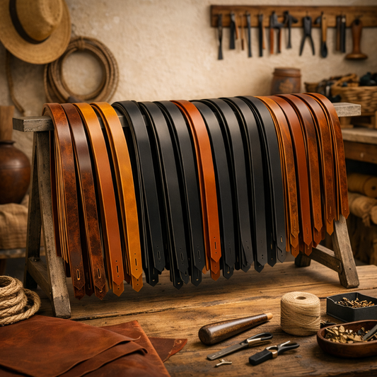 Ceinture cuir cognac patiné 40 mm – Sans boucle | ARMAÑO