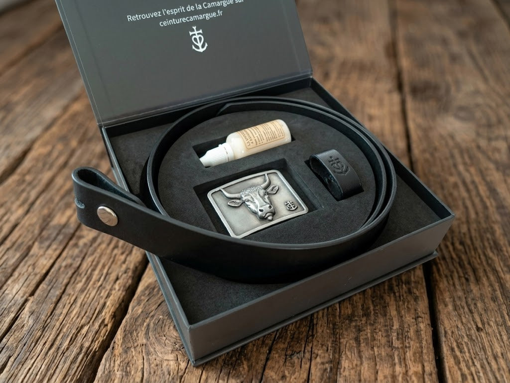 Ceinture cuir noir 40 mm – Coffret personnalisable | ARMAÑO